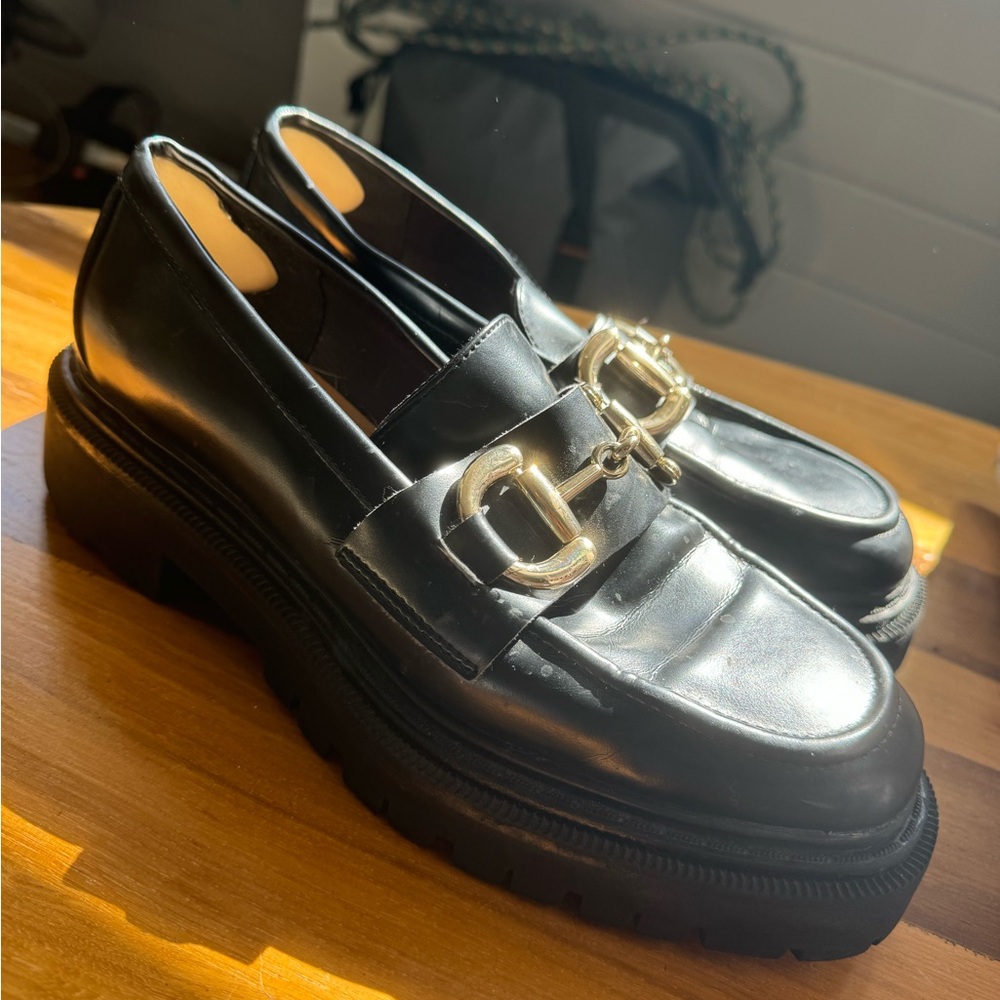 H & M gold hardware loafers